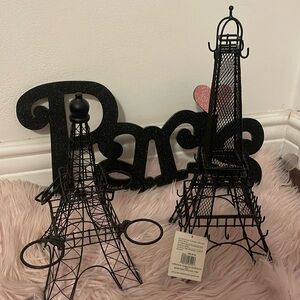 Paris ! Wood  Wall decor paris sign + metal candle holder + jewelry Eiffel Tower
